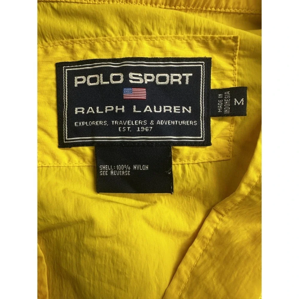 Ralph Lauren Polo Sport Jacket Mens Medium Yellow Nylon Zip Windbreaker Shell